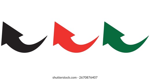 Conjunto de flecha negra y roja. Signo de flecha curva negra y roja. Iconos de flecha curvada. flechas curvadas conjunto Vector, eps 10