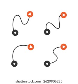 Conjunto de flecha roja negra Ilustración vectorial de estilo plano aislado sobre fondo blanco.