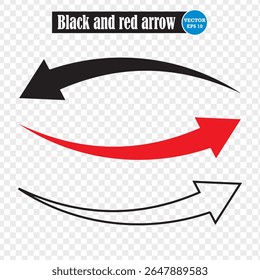 Black and red arrows set. Curved arrows. Curved arrow pointing right. vector illustration. Eps 10