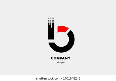 Black Red B Alphabet Letter Logo Icon Design For Business And Company. Suitable For Media Technology Or Technical Logo