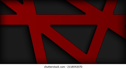black and red background with crossing line, solid line background concept. 