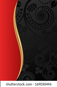 black red background with floral ornaments