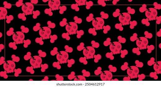 black red background seamless halloween pattern with skull head icon. design for banner, poster, greeting card, social media
