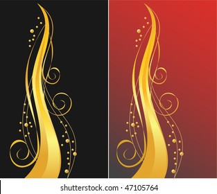 Black and red backgrounds with golden ornament