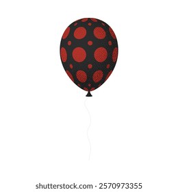 Black red balloon retro grain. Cartoon Flat Style vector illustration Isolated on White background.