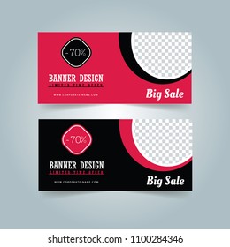 Black and red Banner design. Facebook cover template. Gift Card. Sale web poster. Red sale banner.