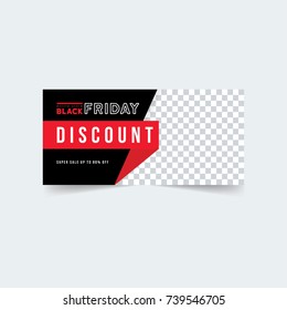 Black and red banner design. Black Friday sale poster. Sale voucher. Gift card. Facebook banner.