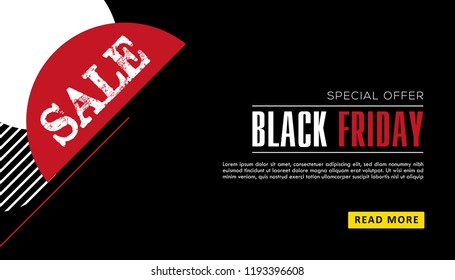 Black and red banner.  Sale poster. Black Friday. Gift card. Sale Voucher. 