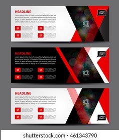 Black And Red Banner Template Vector, Horizontal, Advertising Display Layout, Flyer Design