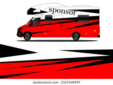 black and red base colorVan wrapper design. Wrap, sticker, and decal design in vector format