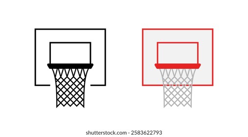 Black and red basketball hoops on white background. Vector icon