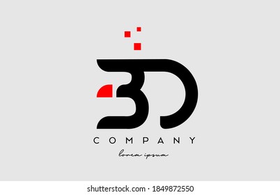 black red BD B D alphabet letter logo icon combination. Design for company and business