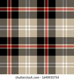 Black, Red, Beige and white colors modern tartan plaid Scottish seamless pattern.Texture from tartan, plaid, tablecloths, clothes, shirts, dresses, paper, bedding, blankets and other textile products.