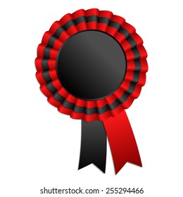 Black and red blank award rosette with ribbon