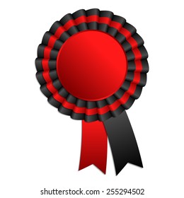 Black and red blank award rosette with ribbon