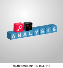 Black, red and blue cubes with the word ANALYSIS