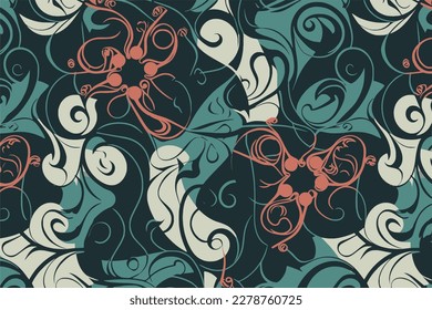 patrón negro, rojo y azul