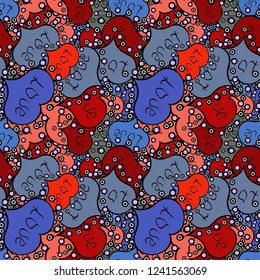 Black, red and blue textured smears heart shapes vector objects isolated with black, red and blue elements on background.