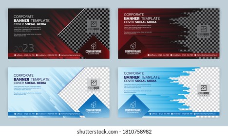 Black and Red, Blue and White Template banner cover ads, Vector