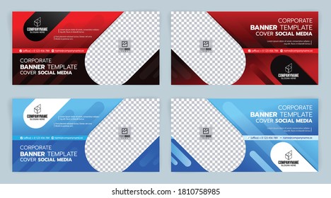Bannerabdeckung für Schwarz und Rot, Blau und Weiß, Vektorgrafik