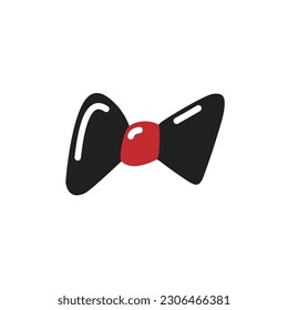 Black and red bow tie vector isolated illustration. Doodle. Hand drawn.