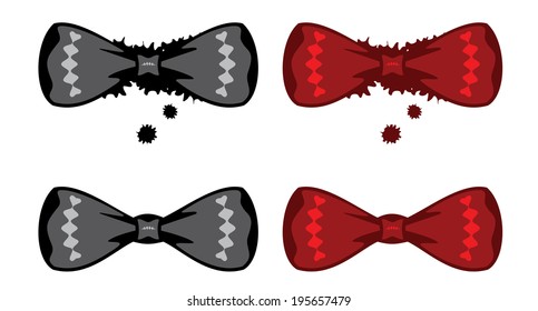 Black and red bow ties on white background.