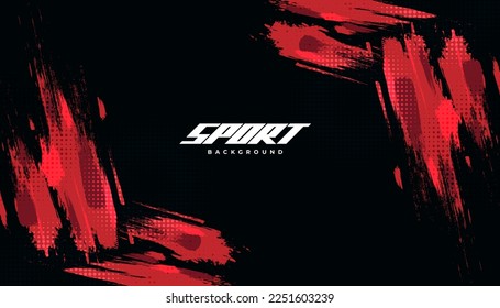 Schwarz-roter Hintergrund mit Halftone-Effekt. Brush-Stroke-Illustration für Banner-, Poster- oder Sporthintergrund. Scratch- und Texturelemente für Design