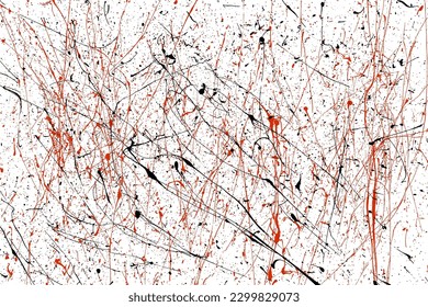 Black and red brush stroke ink isolated on white background. Grunge design element. Vector illustration, Eps 10.