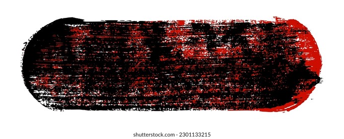 Black and red brush stroke ink isolated on white. Panoramic background. Wide horizontal long banner. Grunge design element. Vector illustration, Eps 10.