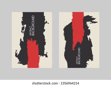 Black and red brush stroke on white background. Vector illustration. Grunge stain