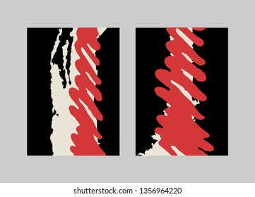 Black and red brush stroke on white background. Vector illustration. Grunge stain