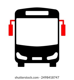 black and red bus icon, bicolor vector pictogram, logotype template