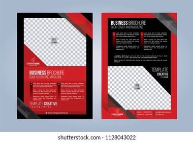 Black and Red Business Brochure. Leaflets Template. Cover Book, Magazine. Vector illustration