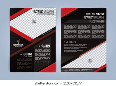 Black and Red Business Brochure. Leaflets Template. Cover Book, Magazine. Vector illustration