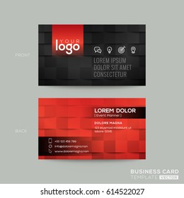 Black And Red Business Card With Tile Pattern Background