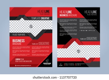 Black and Red Business Geometric Brochure. Leaflets Template. Cover Book, Magazine. Vector illustration