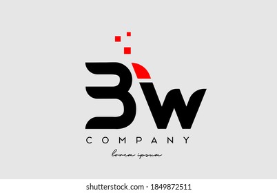 black red BW B W alphabet letter logo icon combination. Design for company and business