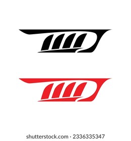 Black and red car decal linear silhouettes