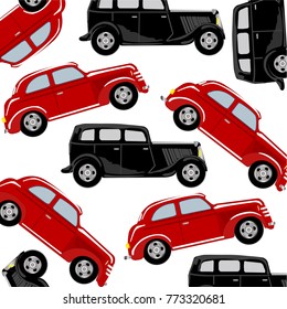 Black and red car on white background is insulated