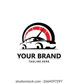 Logo del coche y de la velocidad negro y rojo con una sensación elegante y lujosa