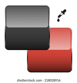 Black And Red Carbon Fiber With Reflection And Color Picker Vector Illustration.