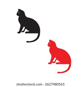 Black and Red Cat Silhouette Illustration