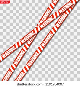 Black and red caution lines isolated. Realistic warning tapes. Danger signs. Vector background.