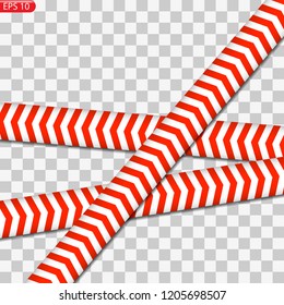Black and red caution lines isolated. Realistic warning tapes. Danger signs. Vector background.