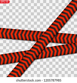 Black and red caution lines isolated. Realistic warning tapes. Danger signs. Vector background.