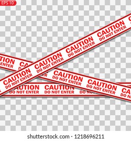 Black and red caution lines isolated. Realistic warning tapes. Danger signs. Vector background.