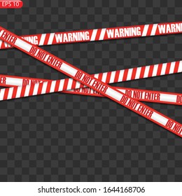 Black and red caution lines isolated. Realistic warning tapes. Danger signs. Vector background.