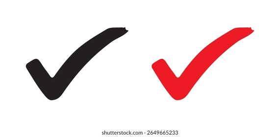 ícone de marca de seleção preto e vermelho. marca direita ok vetor ilustração eps 10