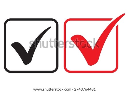 Black and red check mark icons.  tick mark icons collection. Success Check Mark Icon.