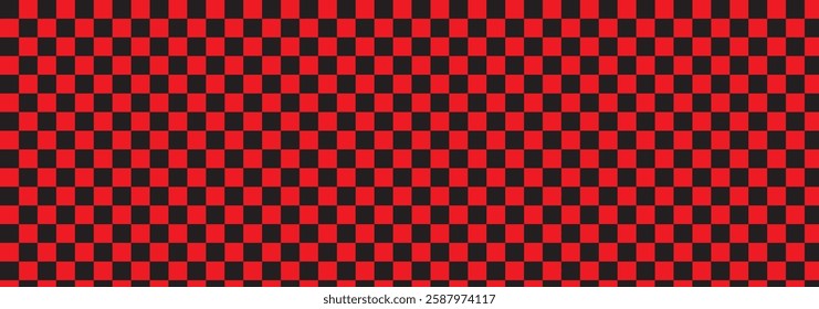 Black and red checkered background. Background in a cage. Vector illustration. Red chess pattern.